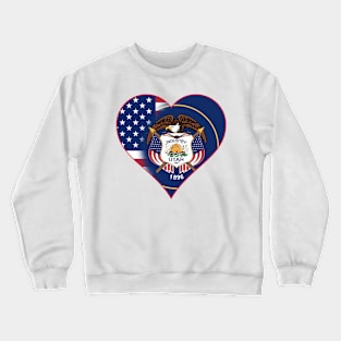 State of Utah Flag and American Flag Fusion Design Crewneck Sweatshirt